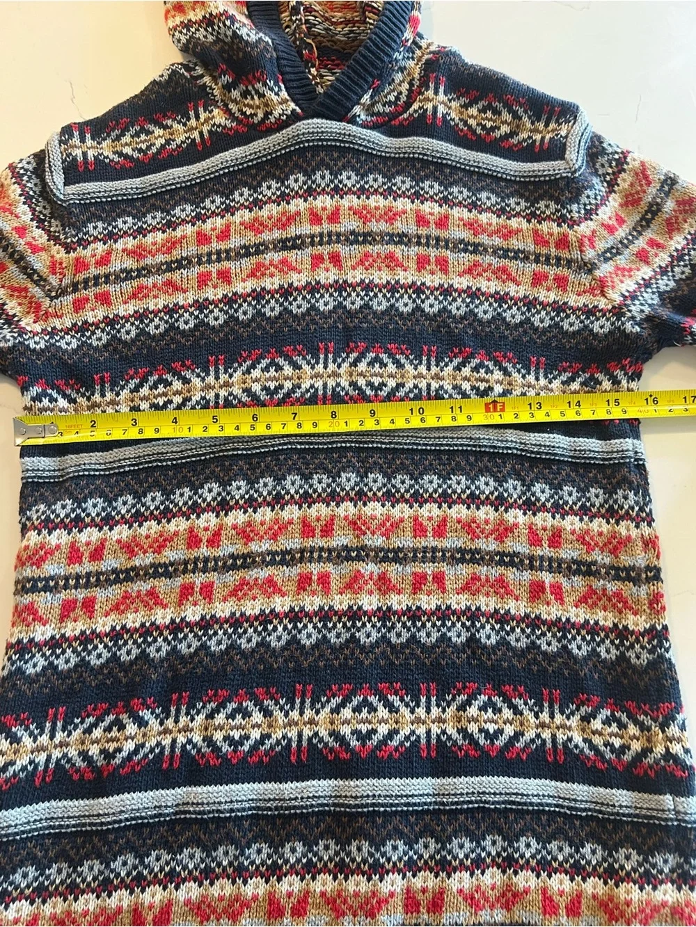 Old Navy Girls Black Navy Fair Isle Hooded Sweater dress
